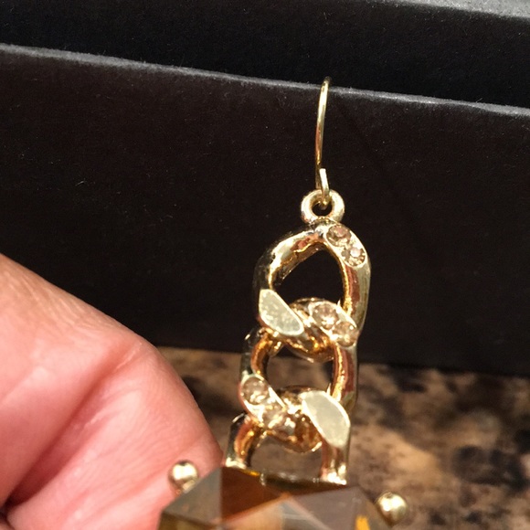 Large Gold Rhinestone Earrings - Picture 9 of 9